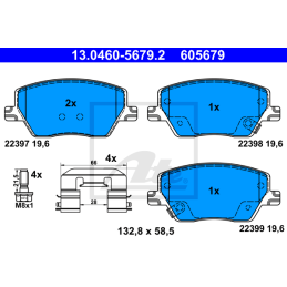 Delantero Pastillas de Freno para Fiat Tipo (2015-presente) ATE 13.0460-5679.2