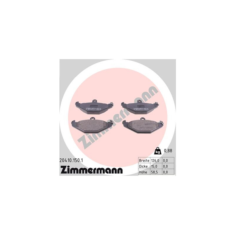 ZIMMERMANN 20410.150.1 Plaquettes De Frein