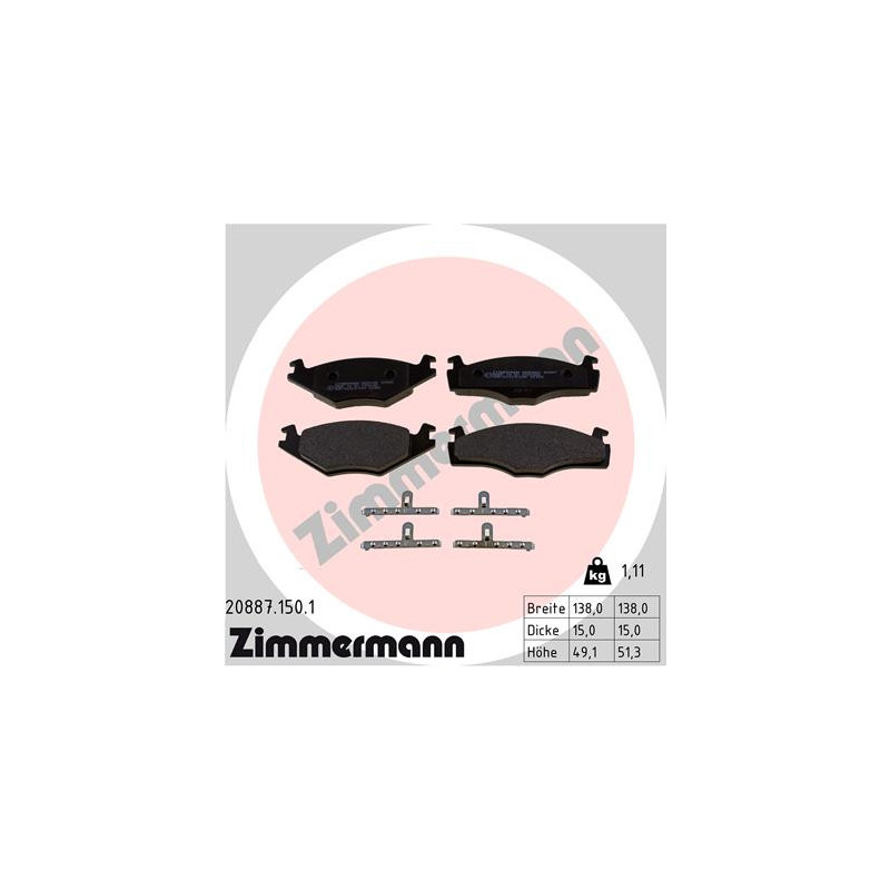 ZIMMERMANN 20887.150.1 Pastillas de Freno