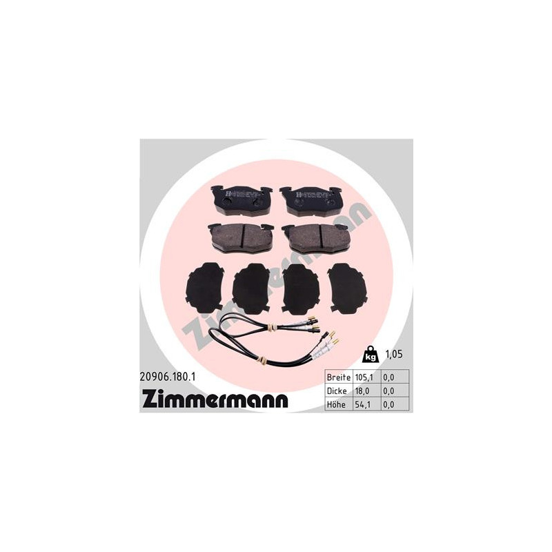 ZIMMERMANN 20906.180.1 Pastillas de Freno