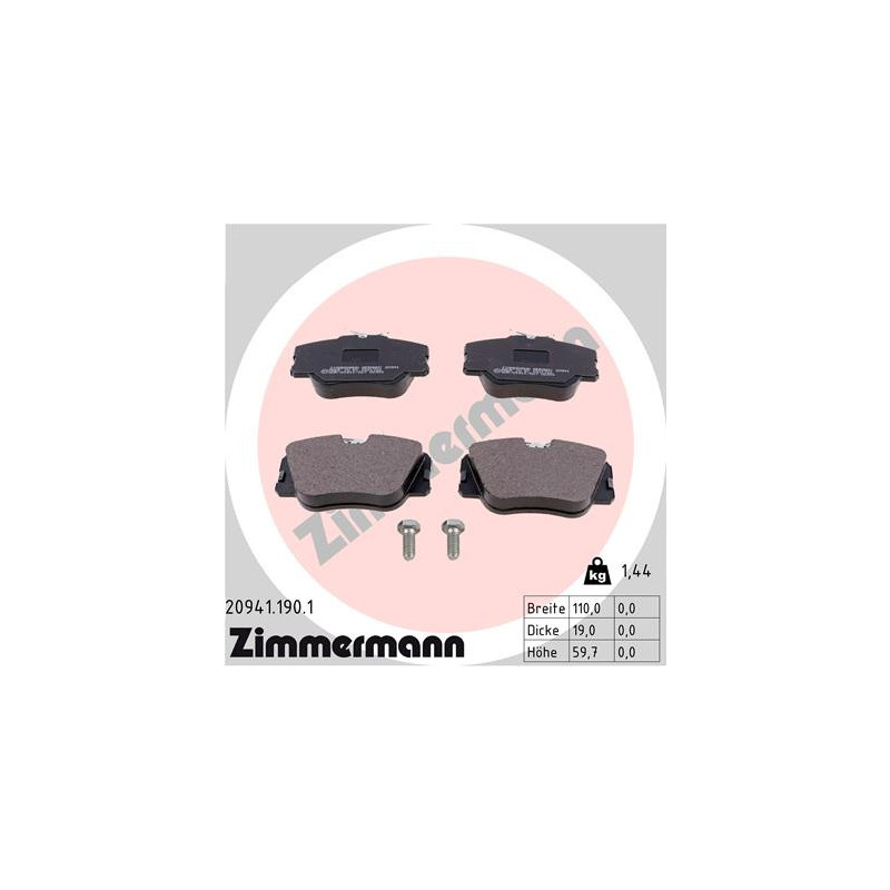 ZIMMERMANN 20941.190.1 Bremsbeläge