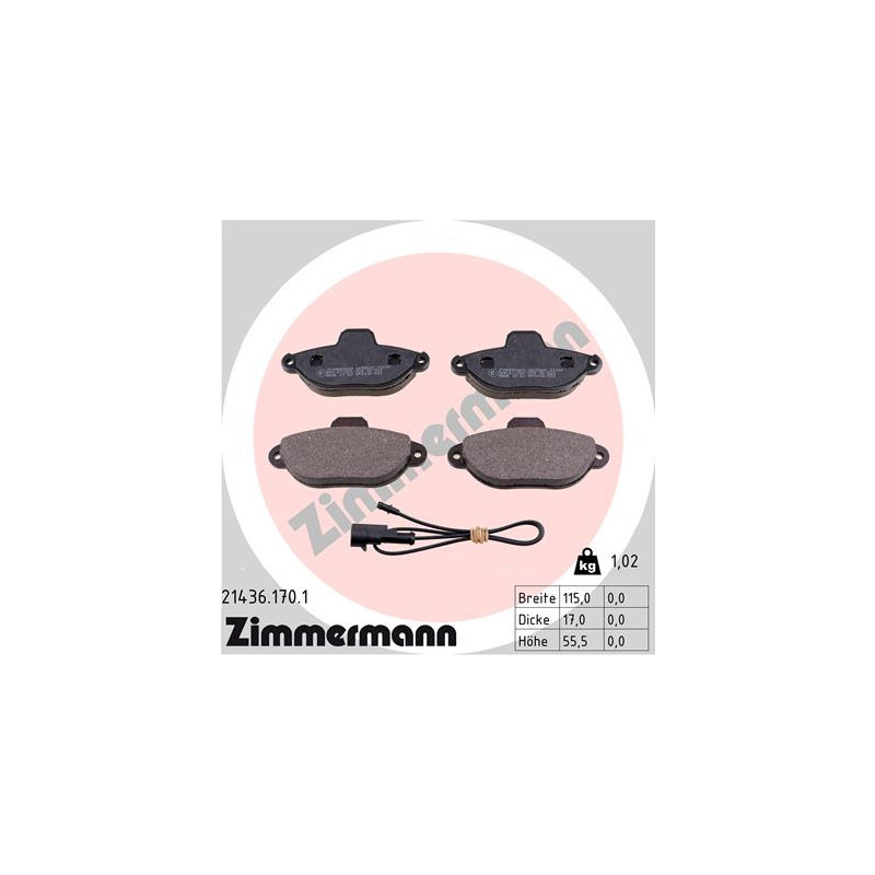 ZIMMERMANN 21436.170.1 Bremsbeläge