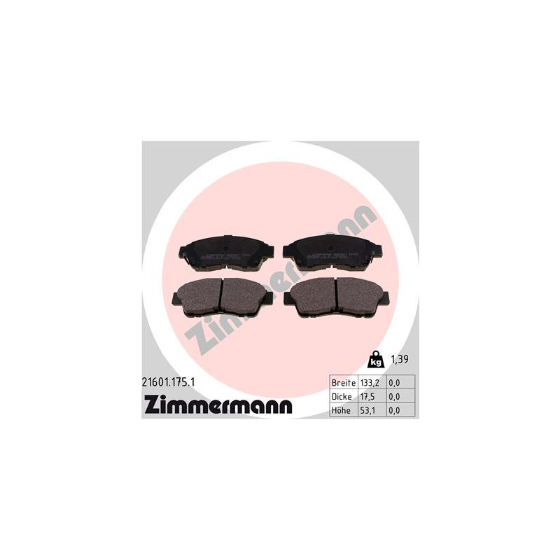 ZIMMERMANN 21601.175.1 Brake Pads