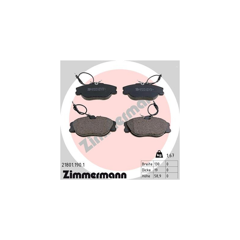 ZIMMERMANN 21801.190.1 Brake Pads