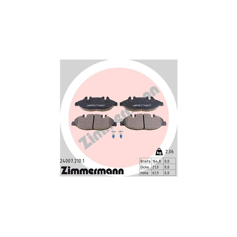 ZIMMERMANN 24007.210.1 Pastillas de Freno