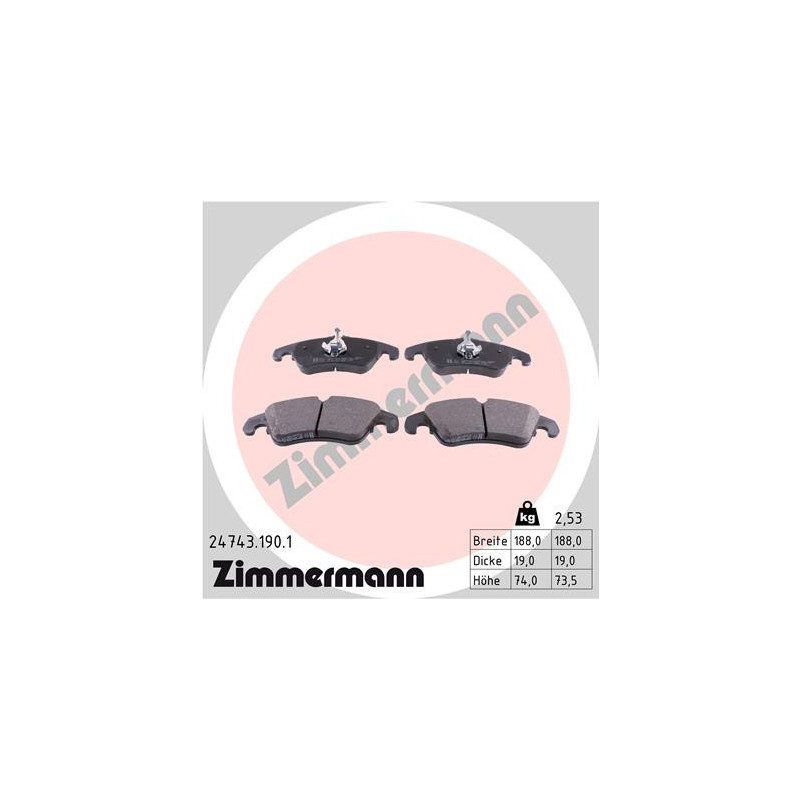 ZIMMERMANN 24743.190.1 Brake Pads