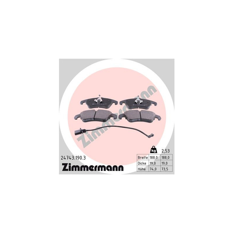 ZIMMERMANN 24743.190.3 Klocki hamulcowe