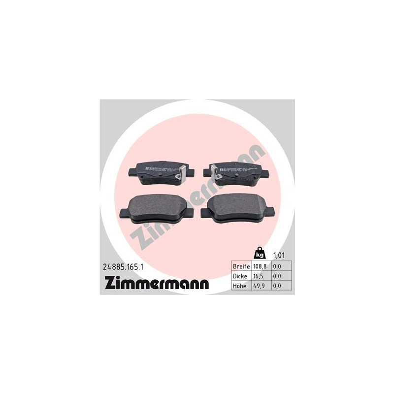 ZIMMERMANN 24885.165.1 Brake Pads