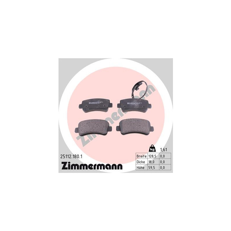 ZIMMERMANN 25112.180.1 Bremsbeläge