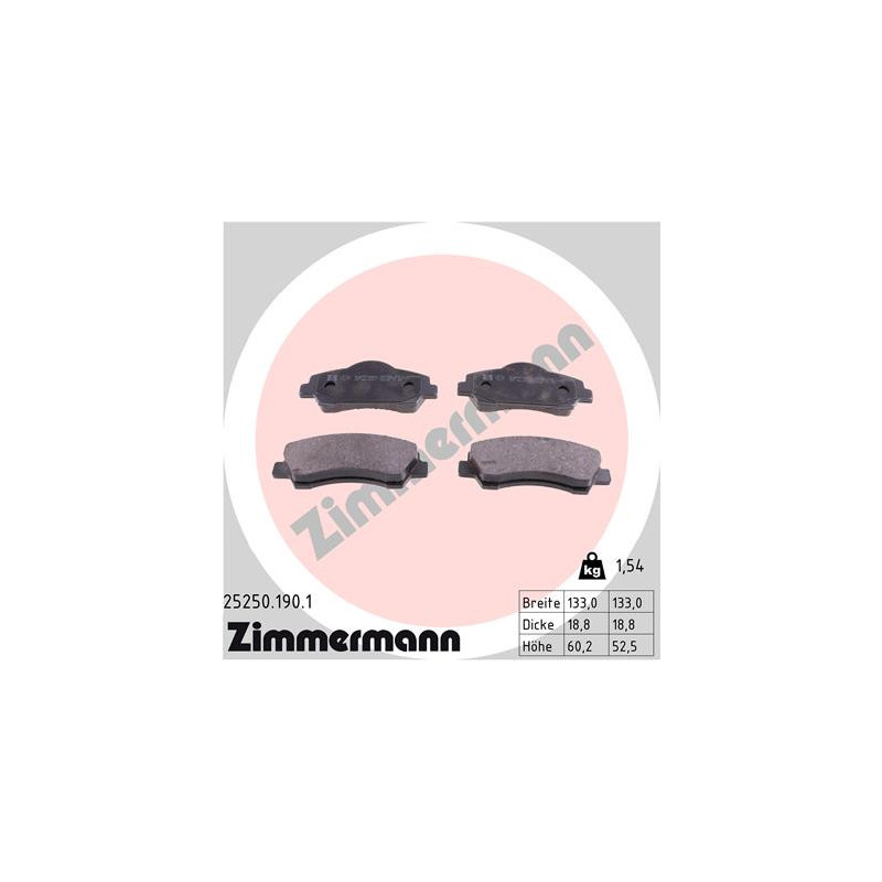 ZIMMERMANN 25250.190.1 Brake Pads
