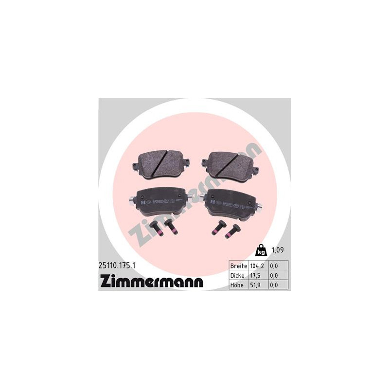 ZIMMERMANN 25110.175.1 Pastillas de Freno