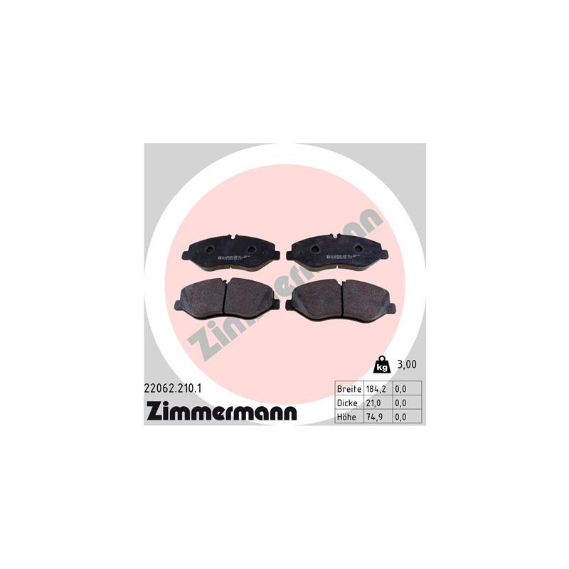 ZIMMERMANN 22062.210.1 Brake Pads