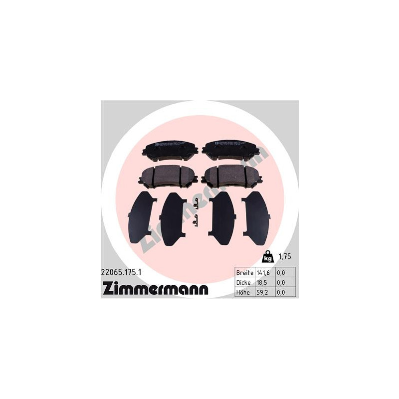ZIMMERMANN 22065.175.1 Bremsbeläge