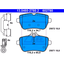 REAR Brake Pads for Mercedes-Benz S-Class W222 A217 C217 SL R231 ATE 13.0460-2780.2