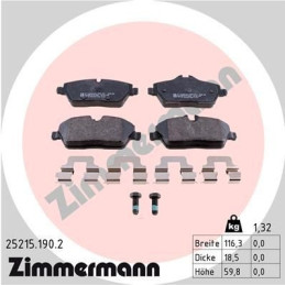 REAR Brake Pads for Mercedes-Benz A CLA GL GLA GLE GLS ML SLC SLK ZIMMERMANN 25215.190.2