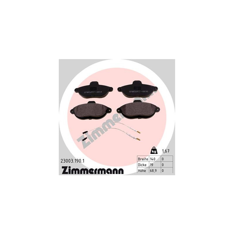 ZIMMERMANN 23003.190.1 Brake Pads