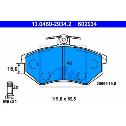 FRONT Brake Pads for Audi 80 90 100 200 A4 Cabriolet Coupe Quattro ATE 13.0460-2934.2