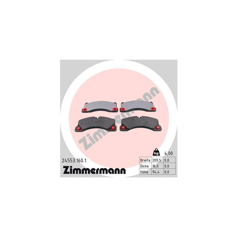 FRONT Brake Pads for Porsche Volkswagen ZIMMERMANN 24553.160.1