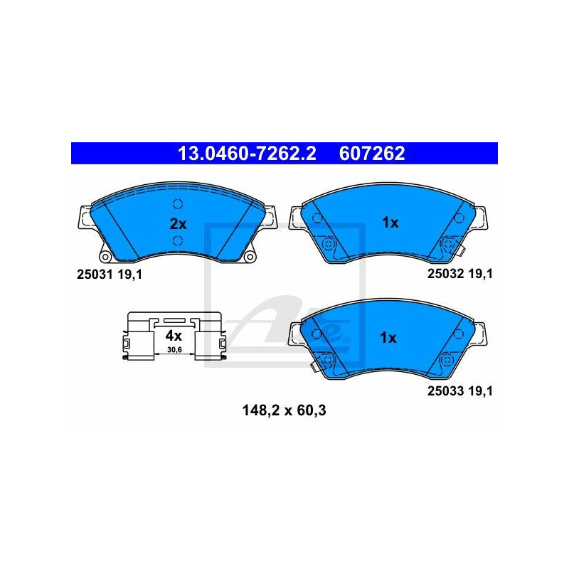 FRONT Brake Pads for Chevrolet Opel Vauxhall ATE 13.0460-7262.2