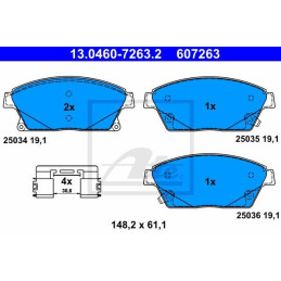 FRONT Brake Pads for Chevrolet Opel Vauxhall ATE 13.0460-7263.2