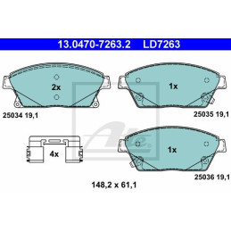 FRONT Brake Pads for Chevrolet Opel Vauxhall ATE 13.0470-7263.2