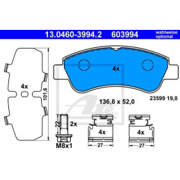 FRONT Brake Pads for Citroen DS Peugeot ATE 13.0460-3994.2