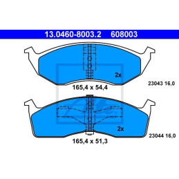 FRONT Brake Pads for Chrysler 300M Concorde Neon Voyager III ATE 13.0460-8003.2