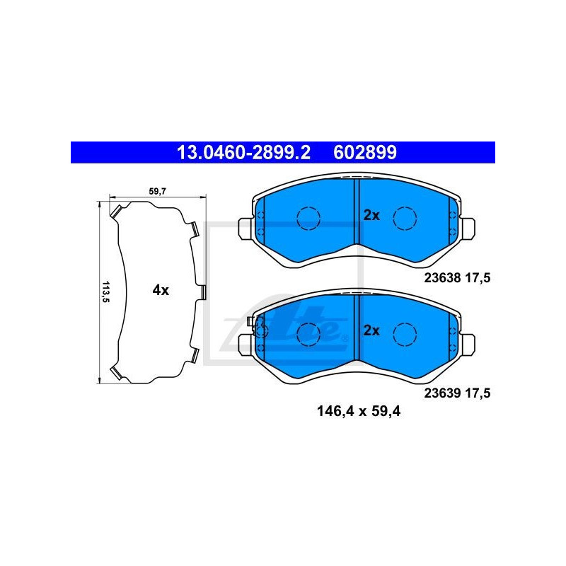 FRONT Brake Pads for Chrysler Voyager Jeep Cherokee ATE 13.0460-2899.2