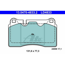 FRONT Brake Pads for Audi Seat Volkswagen ATE 13.0470-4833.2