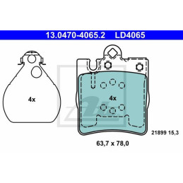 REAR Brake Pads for Mercedes-Benz W203 S203 CL203 W209 W210 R171 ATE 13.0470-4065.2 ATE Ceramic