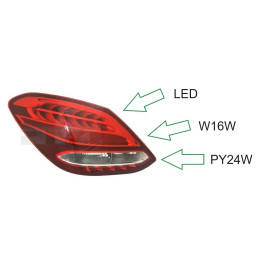 Rear Light Left LED for Mercedes-Benz C-Class W205 Saloon / Sedan (2014-2018) - TYC 11-6756-16-2