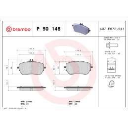 BREMBO P 50 146 Brake Pads Front for Mercedes-Benz A B CLA GLA