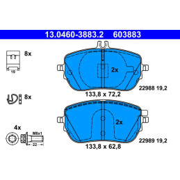 ATE 13.0460-3883.2 Brake Pads Front for Mercedes-Benz A B CLA GLA