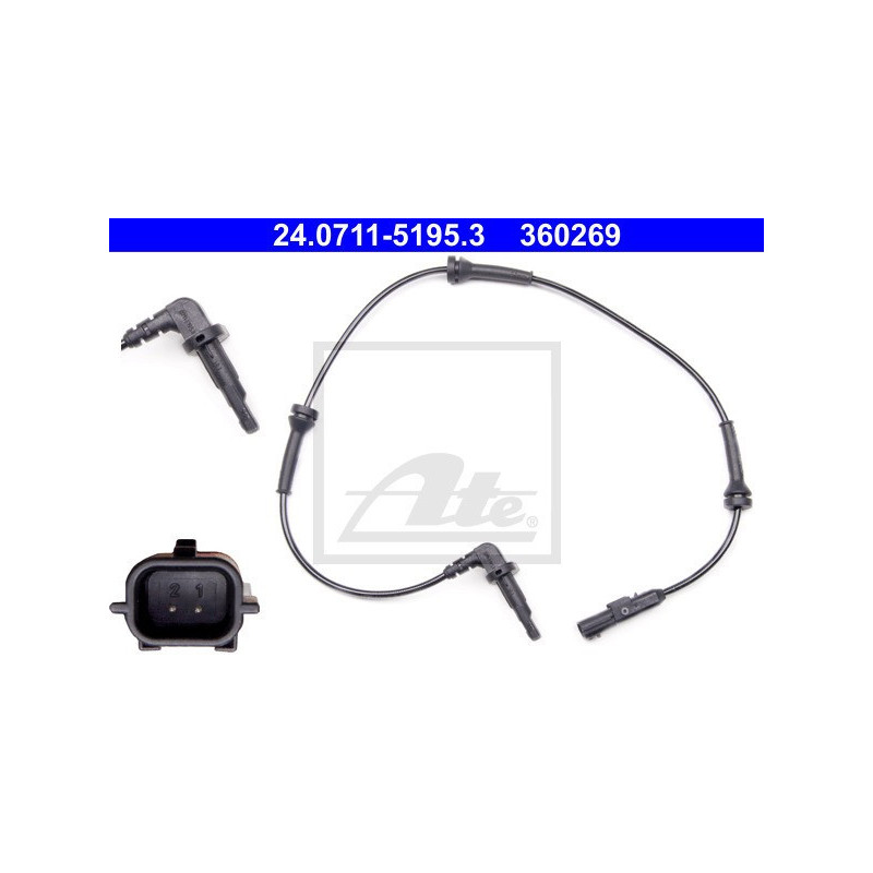 Front Right ABS Sensor for Renault Laguna III (2007-2015) ATE 24.0711-5195.3