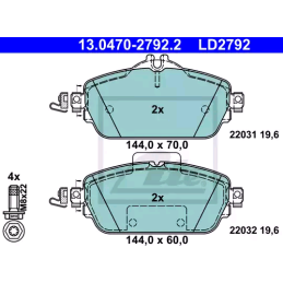 FRONT Brake Pads for Mercedes-Benz W205 S205 C205 A205 W213 S213 ATE CERAMIC 13.0470-2792.2
